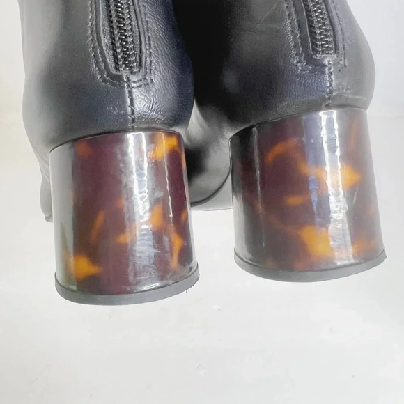 AGL Veta Precious Black Leather Ankle Boot With Tortoiseshell Heel Size 5.5 - Picture 11 of 12